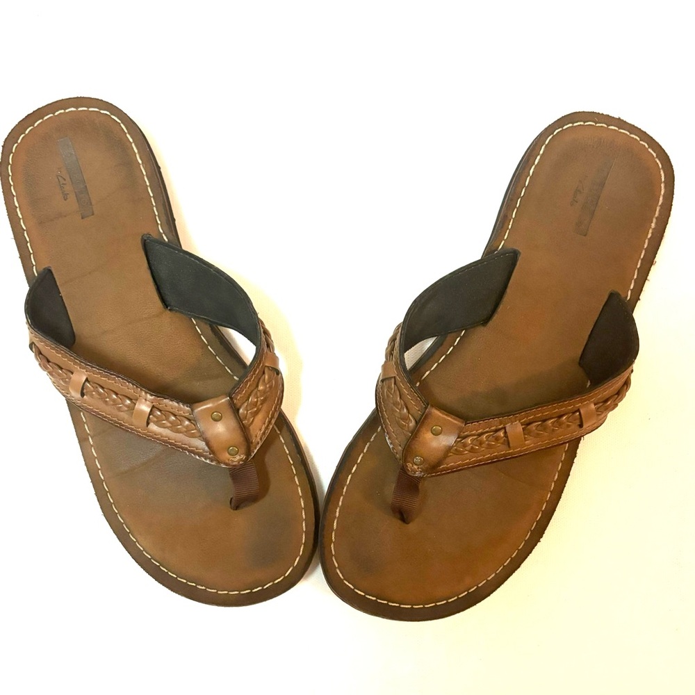 Clarks Womens Fenner Nerice Flip Flop Honey Brown Synthetic US Size 10 Slip On